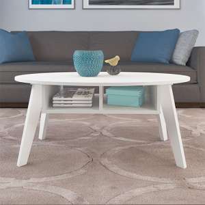 Nuneaton Oval Wooden Coffee Table In White
