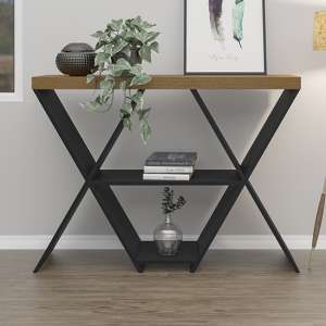 Nuneaton Wooden Console Table In Black And Pine Effect