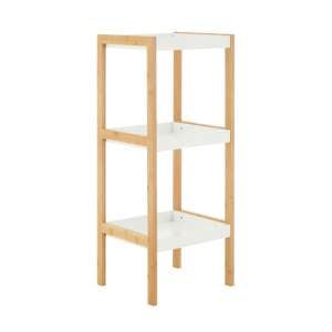 Nusakan Wooden 3 Tier Shelving Unit In White And Natural
