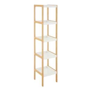 Nusakan Wooden 5 Tier Shelving Unit In White And Natural