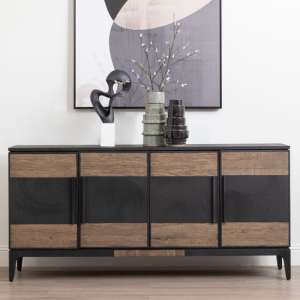 Nushagak Wooden Sideboard With 4 Doors In Brown And Black