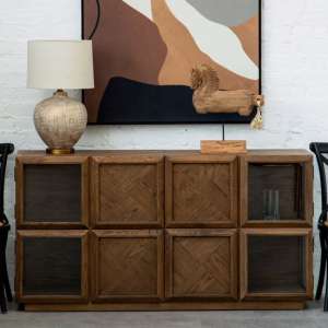 Nushagak Wooden Sideboard With 8 Framed Doors In Brown
