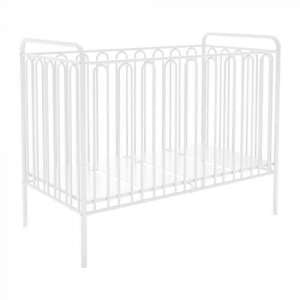 Nutkin Vintage Metal Baby Cot Bed In White With Mattress