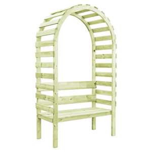 Nyra Wooden Garden Seating Bench With Pergola In Green Impregnated