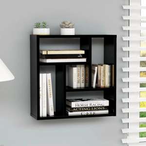 Oakley High Gloss Wall Shelf With 5 Compartments In Black