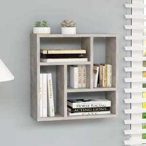 Oakley Wooden Wall Shelf With 5 Compartments In Concrete Effect