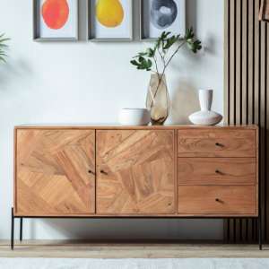 Oakmont Wooden Sideboard With 2 Doors 3 Drawers In Natural