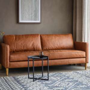 Obento Faux Leather 3 Seater Sofa In Vintage Brown