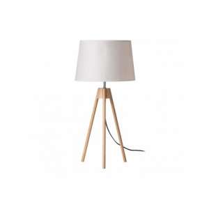 Obito Tripod Table Lamp In White With Natural Wooden Legs