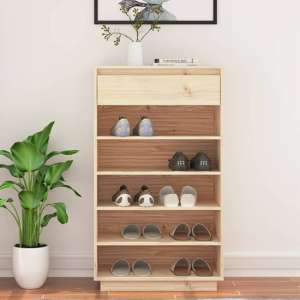 Ochoa Solid Pinewood Shoe Storage Rack In Natural
