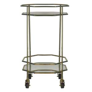Ockla Glass Shelves Drinks Trolley With Gold Frame