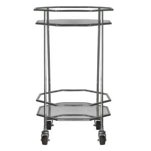 Ockla Glass Shelves Drinks Trolley With Silver Frame