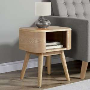 Ocotlan Wooden Lamp Table With Shelf In Oak