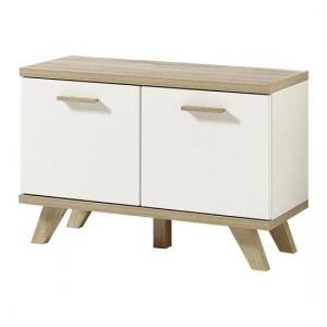 Ohio Wooden Shoe Bench In White And Sanremo Oak With 2 Doors