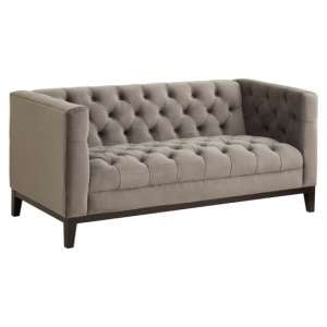 Okab Upholstered Velvet 2 Seater Sofa In Grey