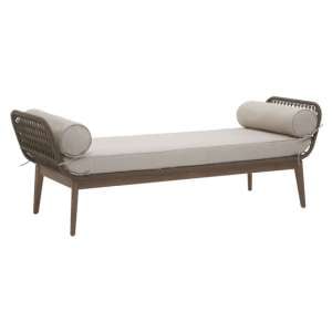Okala Woven Day Bed With Grey Fabric Cushion In Natural