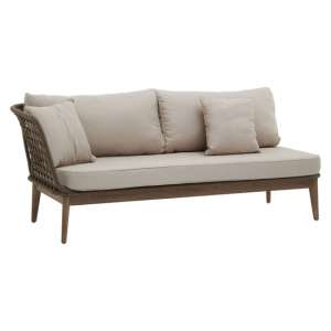 Okala Woven Lounge Chaise With Grey Fabric Cushion In Natural