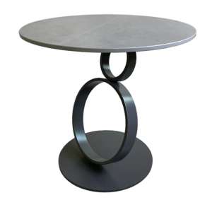Okaya Round Ceramic Side Table In Matt Grey