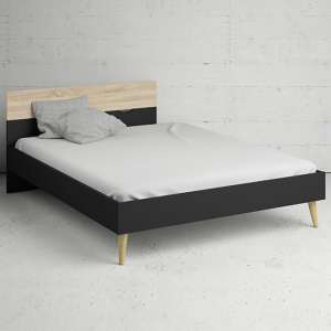Oklo Wooden King Size Bed In Black And Oak