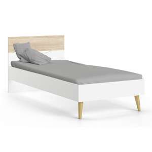 Oklo Wooden Single Bed In White And Oak