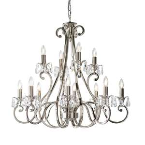 Oksana 12 Lights Clear Crystal Pendant Light In Polished Nickel