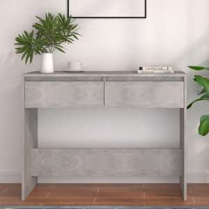 Olenna Wooden Console Table With 2 Drawers In Concrete Effect