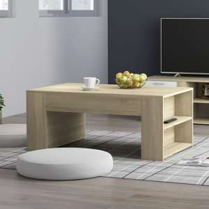 Olicia Wooden Coffee Table With Shelves In Sonoma Oak
