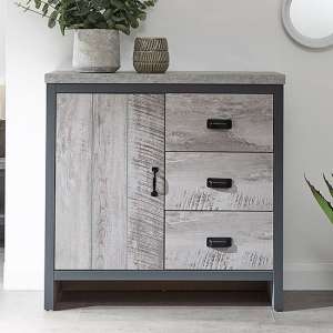 Balcombe Wooden Sideboard In Grey With 1 Door And 3 Drawers