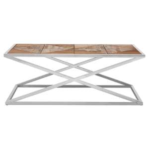 Oliver Wooden Coffee Table With Stainless Steel Frame In Natural