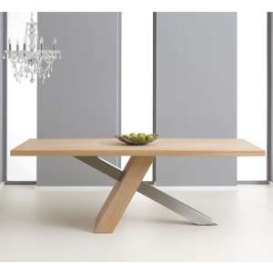 Olsen 180cm Wooden Dining Table In Oak And Brushed Chrome
