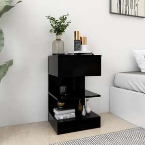 Oluina Wooden Bedside Cabinet With 1 Drawer In Black