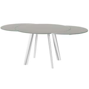 Osterley Swivel Extending Taupe Glass Dining Table