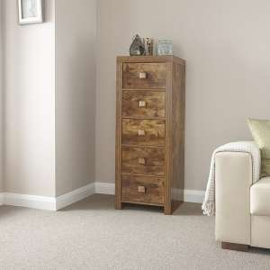 Jawcraig Wooden Tall Chest Of Drawers With 5 Drawers