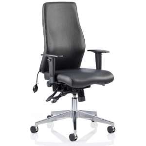Onyx Ergo Leather Posture Office Chair In Black With Arms