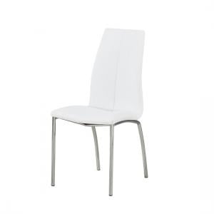 Opal Dining Chair In White Faux Leather With Chrome Base