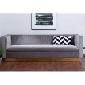 Opals Upholstered 3 Seater Velvet Sofa In Grey
