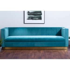 Opals Upholstered 3 Seater Velvet Sofa In Light Blue
