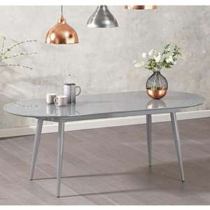 Opelsa High Gloss Extending Dining Table In Light Grey
