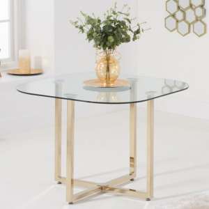 Ordell Clear Glass Dining Table With Gold Legs