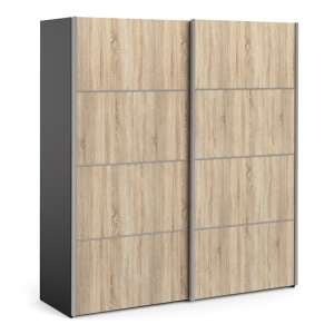 Opim Wooden Sliding Doors Wardrobe In Black Oak With 5 Shelves