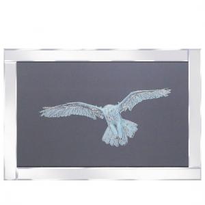 Optima Snowy Owl Glass Wall Art In Mirrored Frame