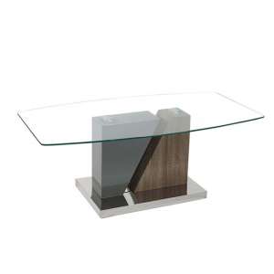 Opus Clear Glass Coffee Table In Mink Grey High Gloss And Ash