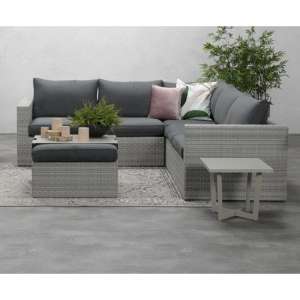 Oravo Corner Sofa With Footstool In Organic Grey