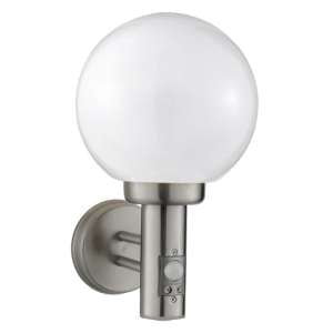 Orb Stainless Steel Lantern Outdoor Wall Light In White Shade