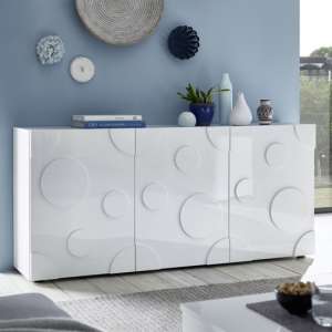 Orb Wooden Sideboard In White High Gloss With 3 Doors