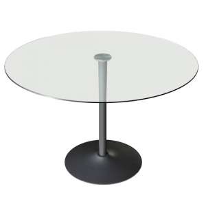 Orbik Clear Glass Dining Table With Grey Metal Base