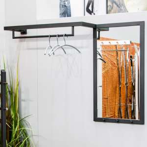 Orem Metal Wall Hung Coat Rack With Mirror In Anthracite
