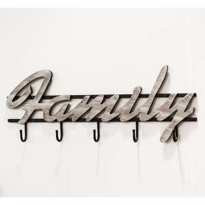 Orem Wooden Wall Hung Family Coat Rack In Black And Silver