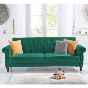 Orexo Velvet Upholstered Sofa Bed In Green