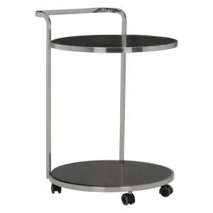 Orion Black Glass 2 Tier Drinks Trolley With Silver Frame